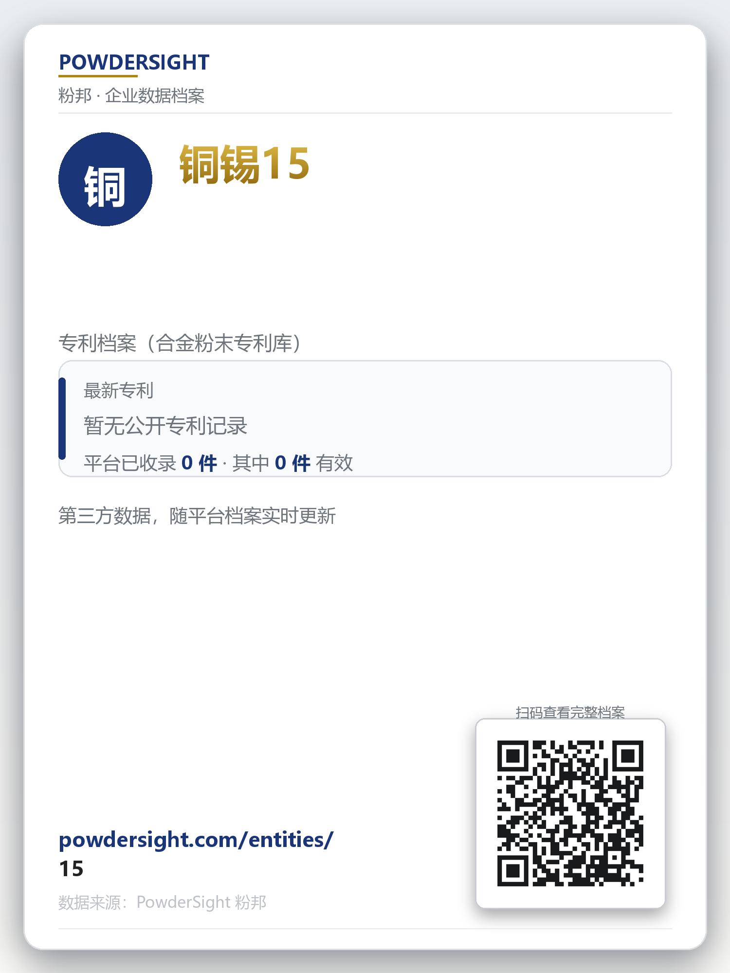 铜锡15 企业数据卡片