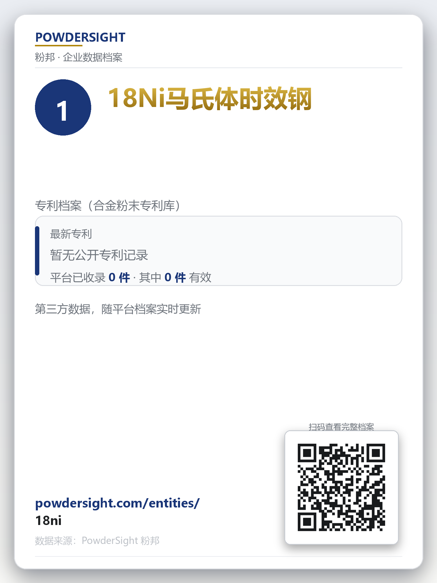 18Ni马氏体时效钢 企业数据卡片