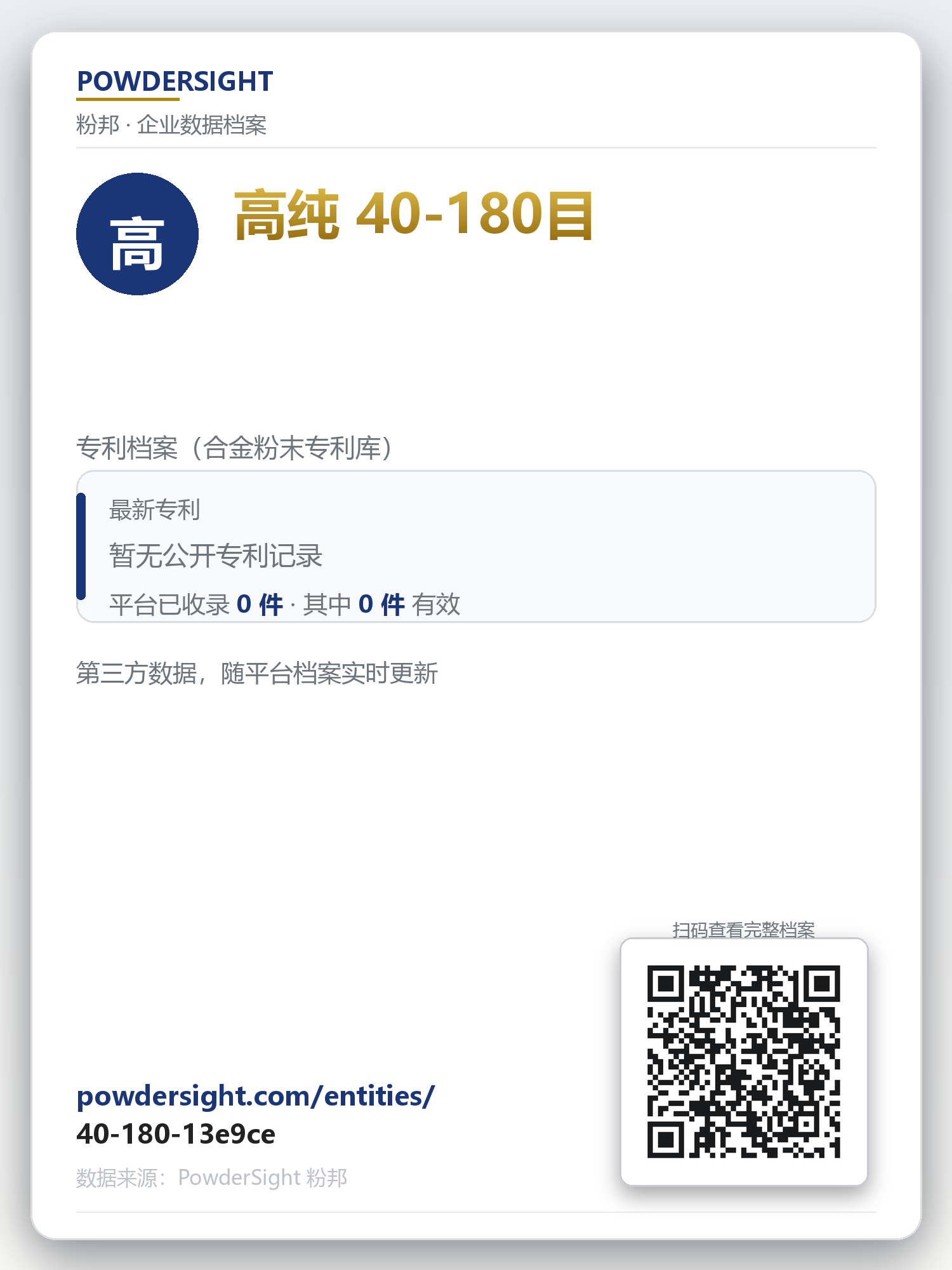 高纯 40-180目 企业数据卡片