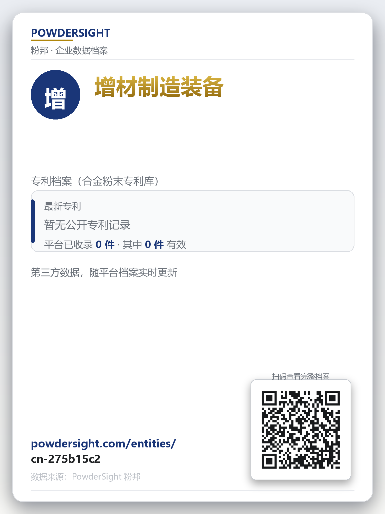 增材制造装备 企业数据卡片