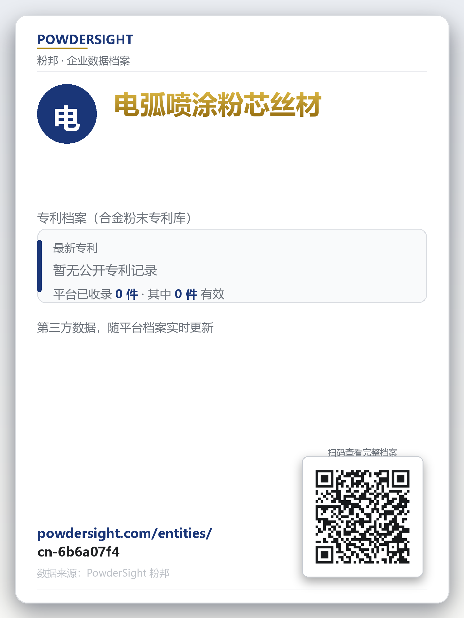 电弧喷涂粉芯丝材 企业数据卡片