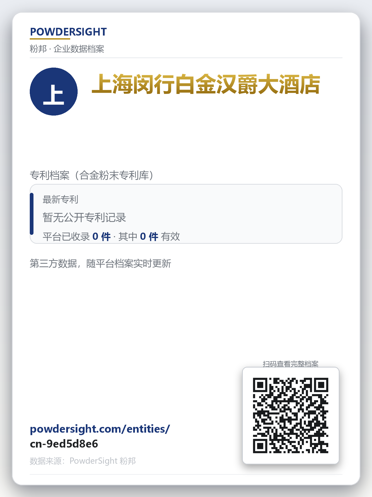 上海闵行白金汉爵大酒店 企业数据卡片