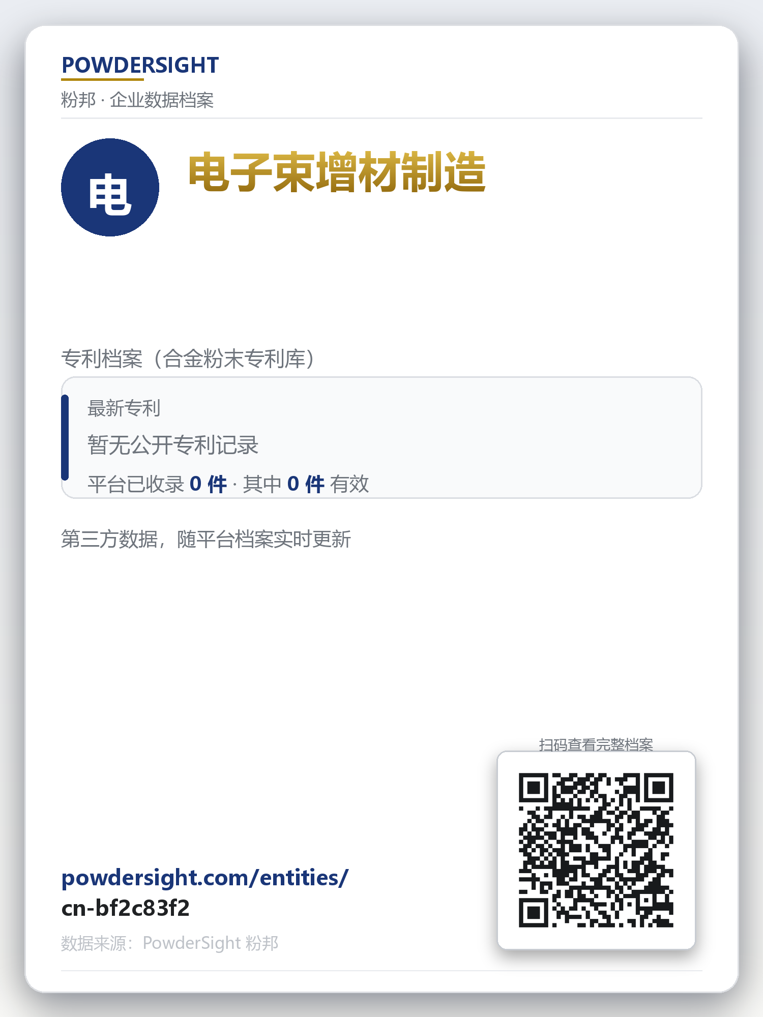 电子束增材制造 企业数据卡片