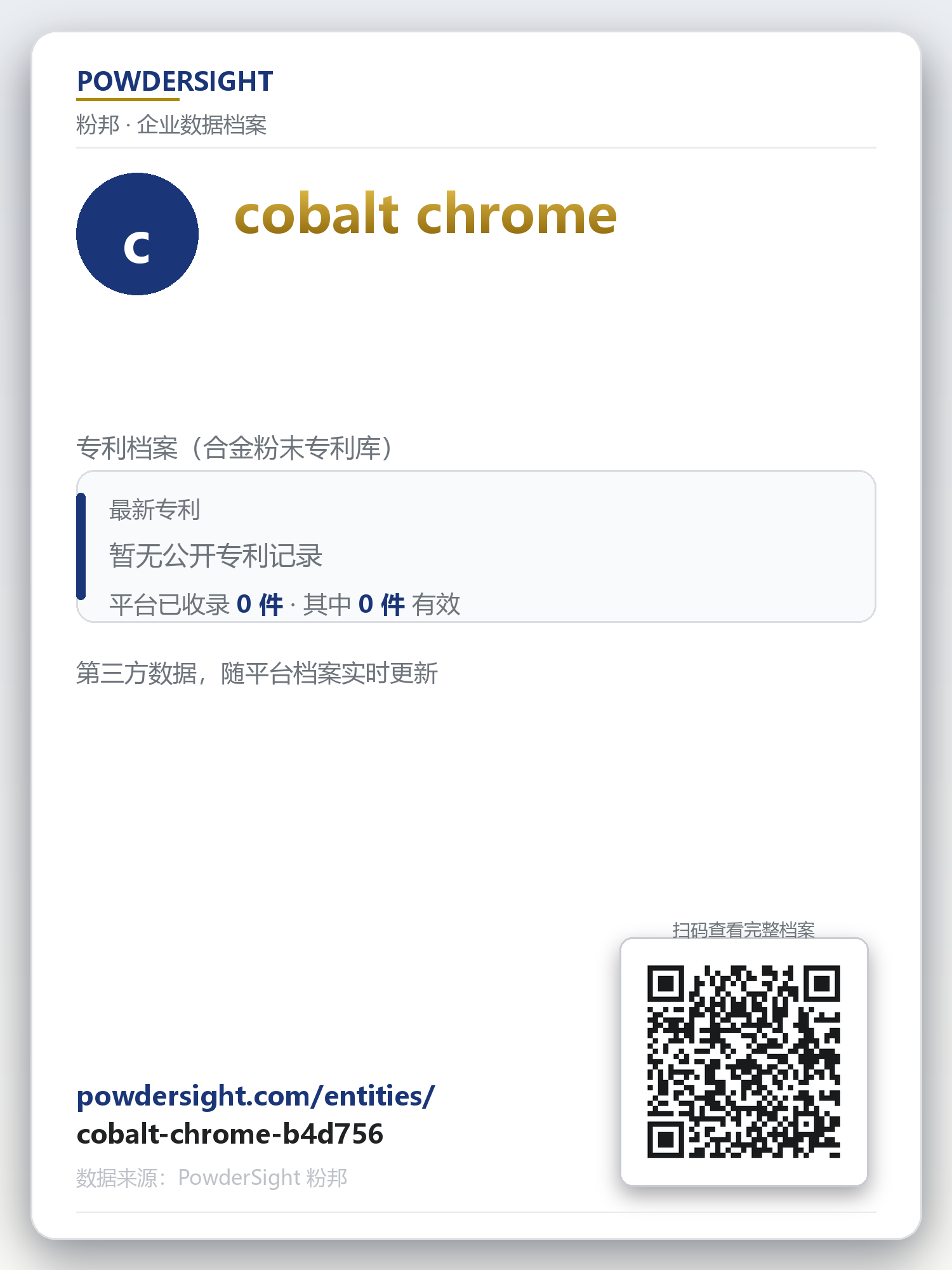 cobalt chrome 企业数据卡片