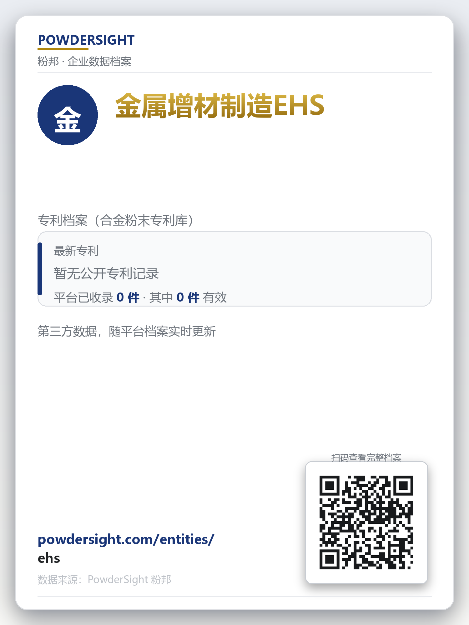 金属增材制造EHS 企业数据卡片