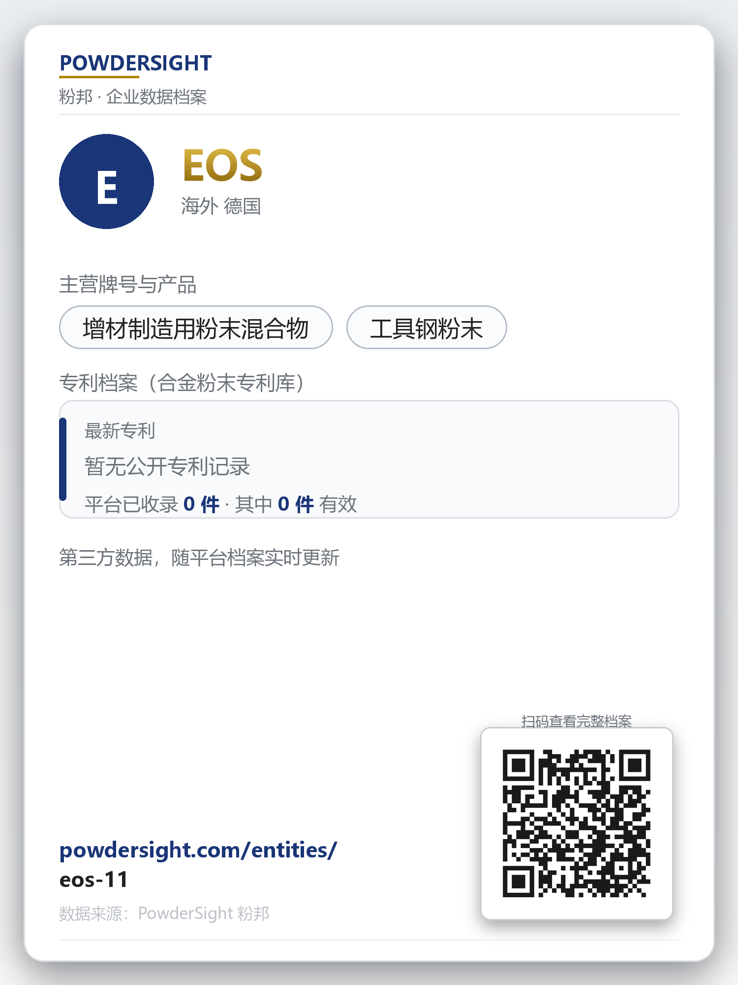 EOS 企业数据卡片