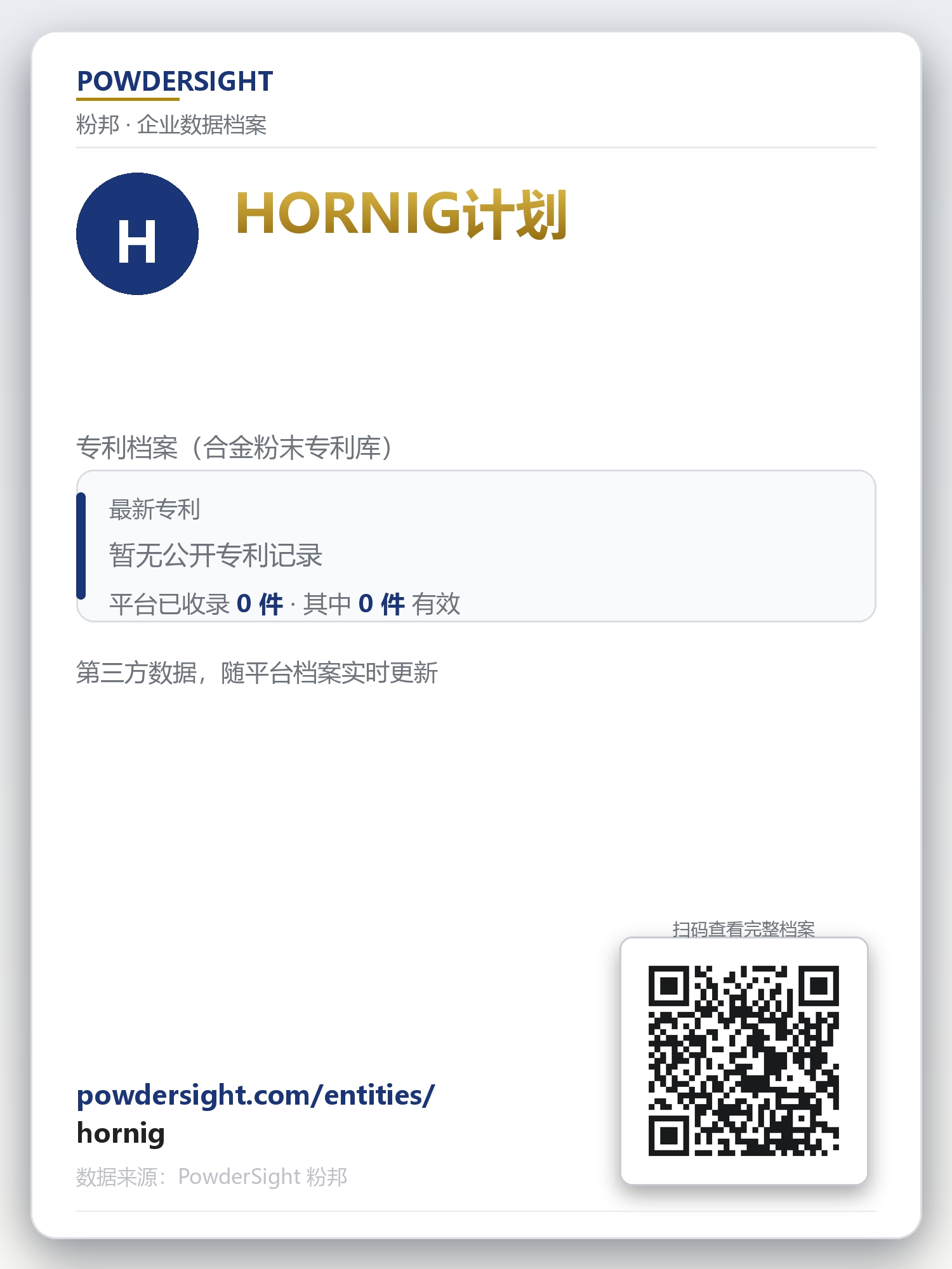 HORNIG计划 企业数据卡片
