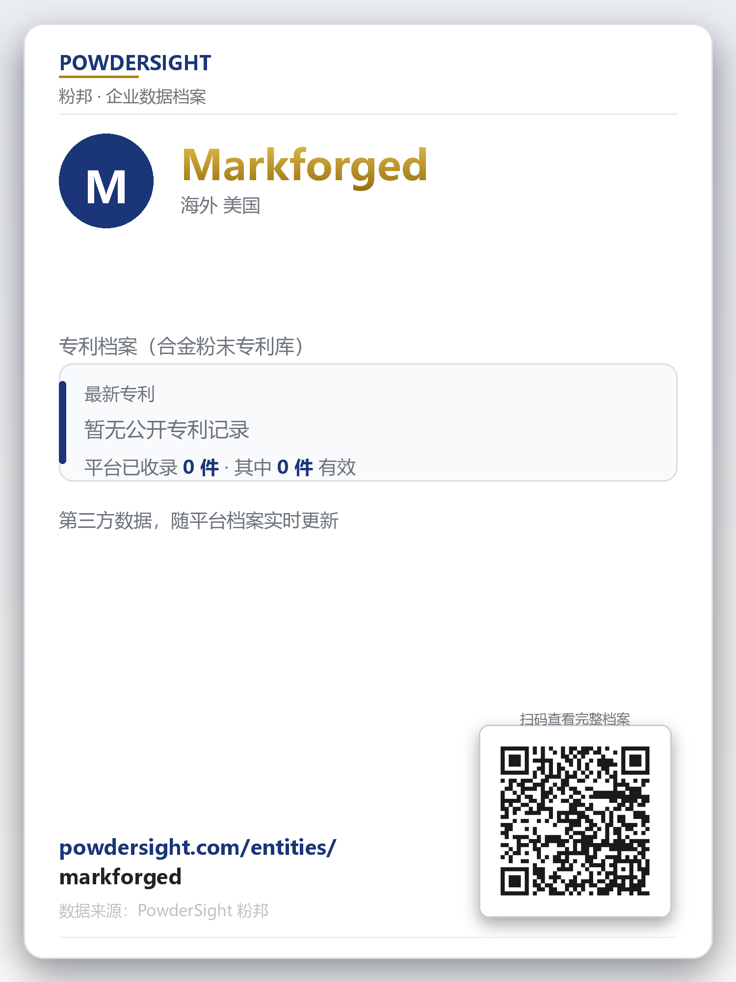 Markforged 企业数据卡片
