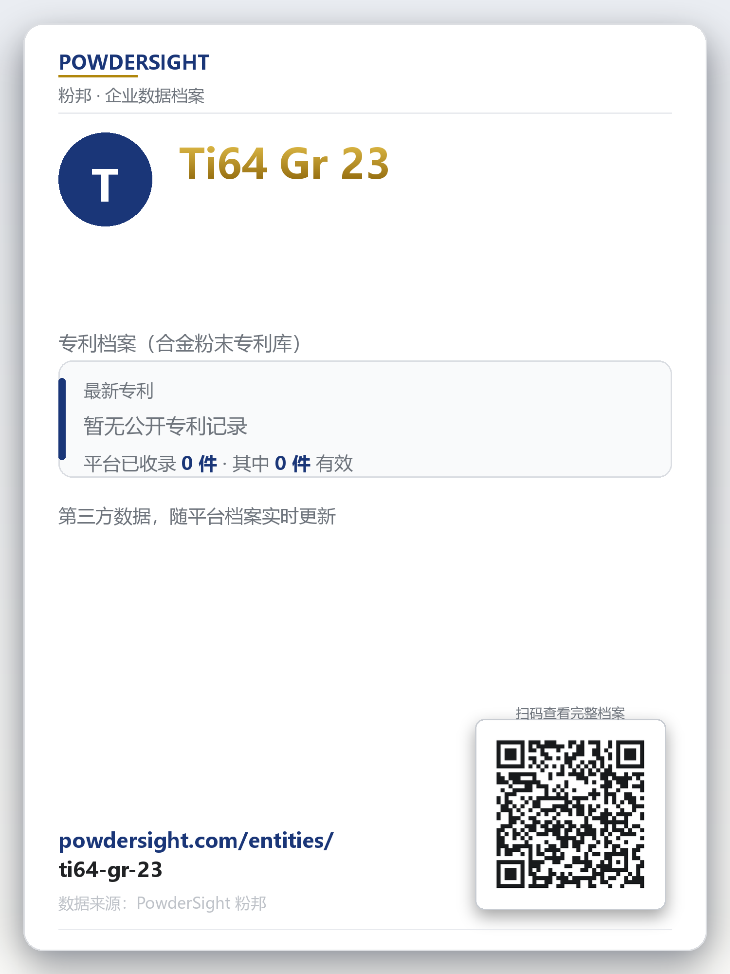 Ti64 Gr 23 企业数据卡片