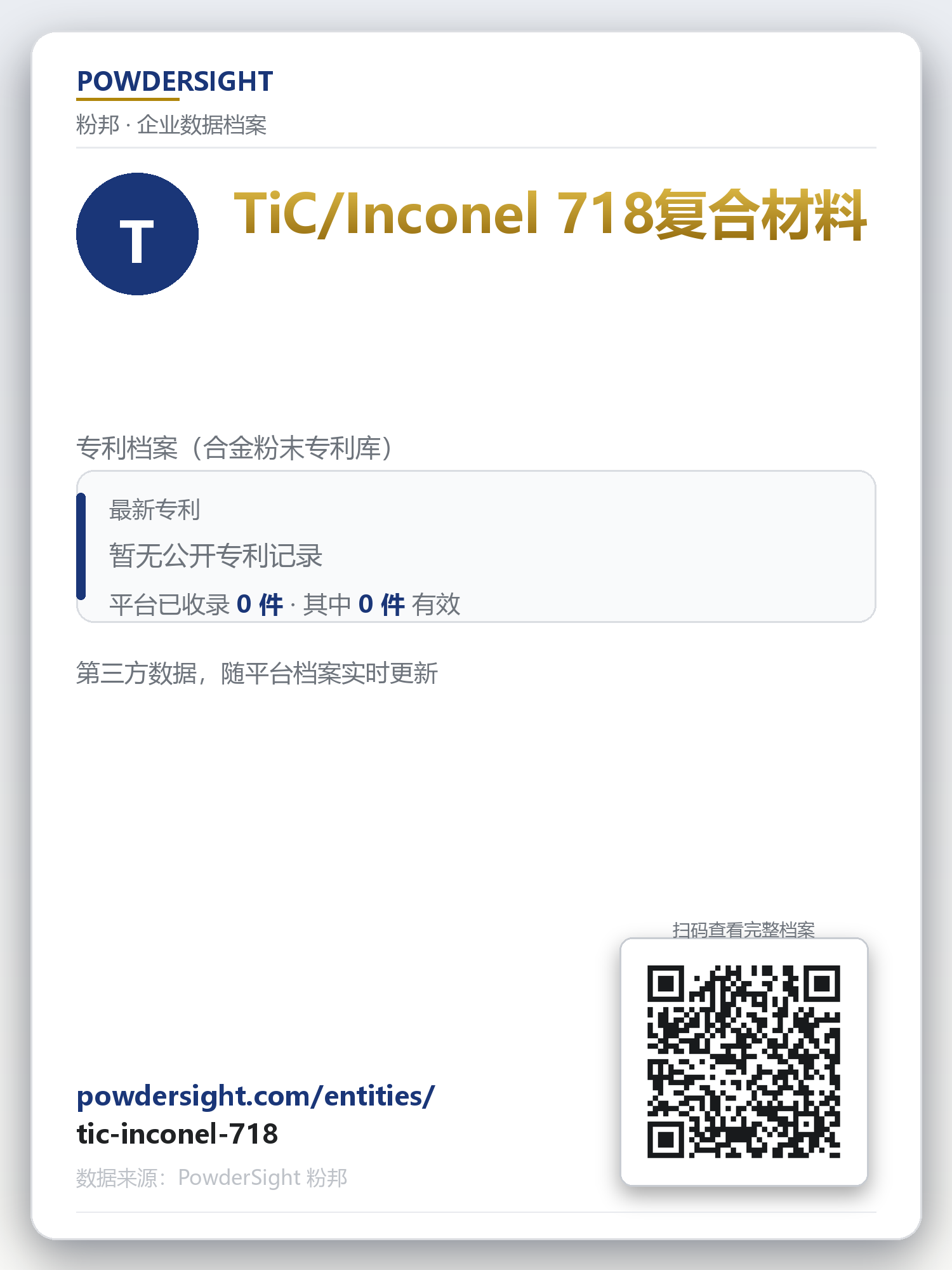 TiC/Inconel 718复合材料 企业数据卡片