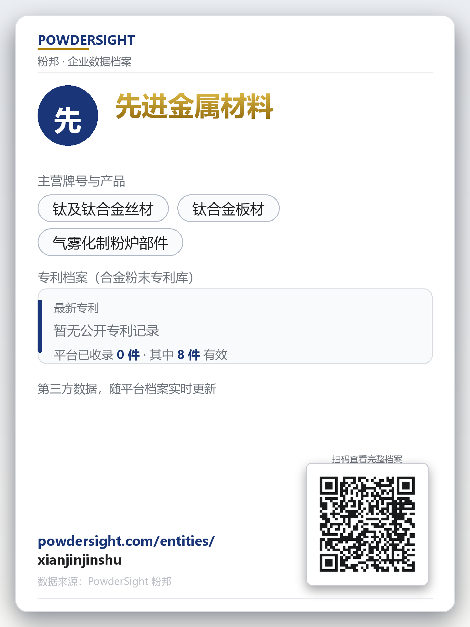 先进金属材料 企业数据卡片